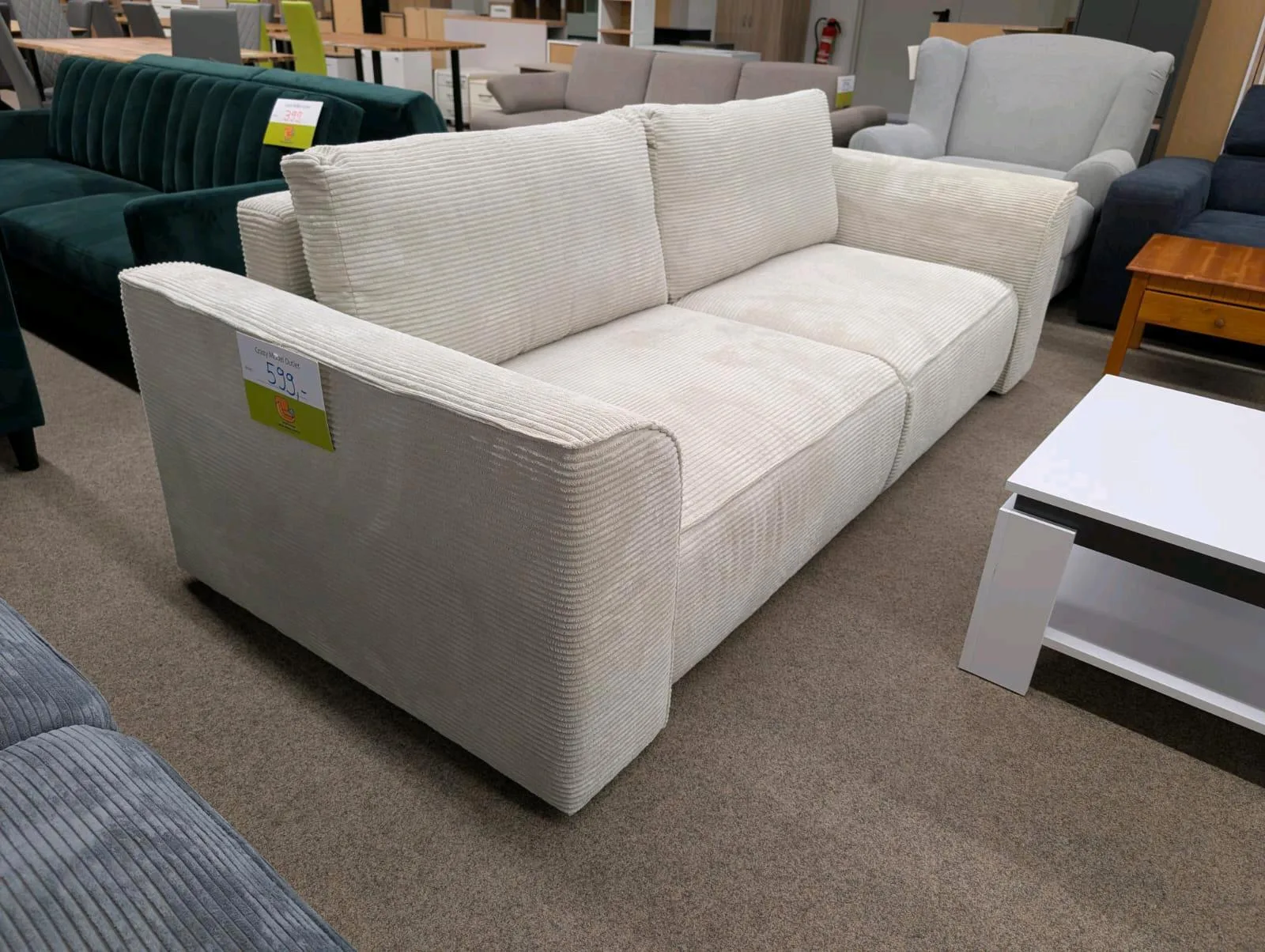 Elegantes Cord-Sofa in Creme Beige - Bild 2