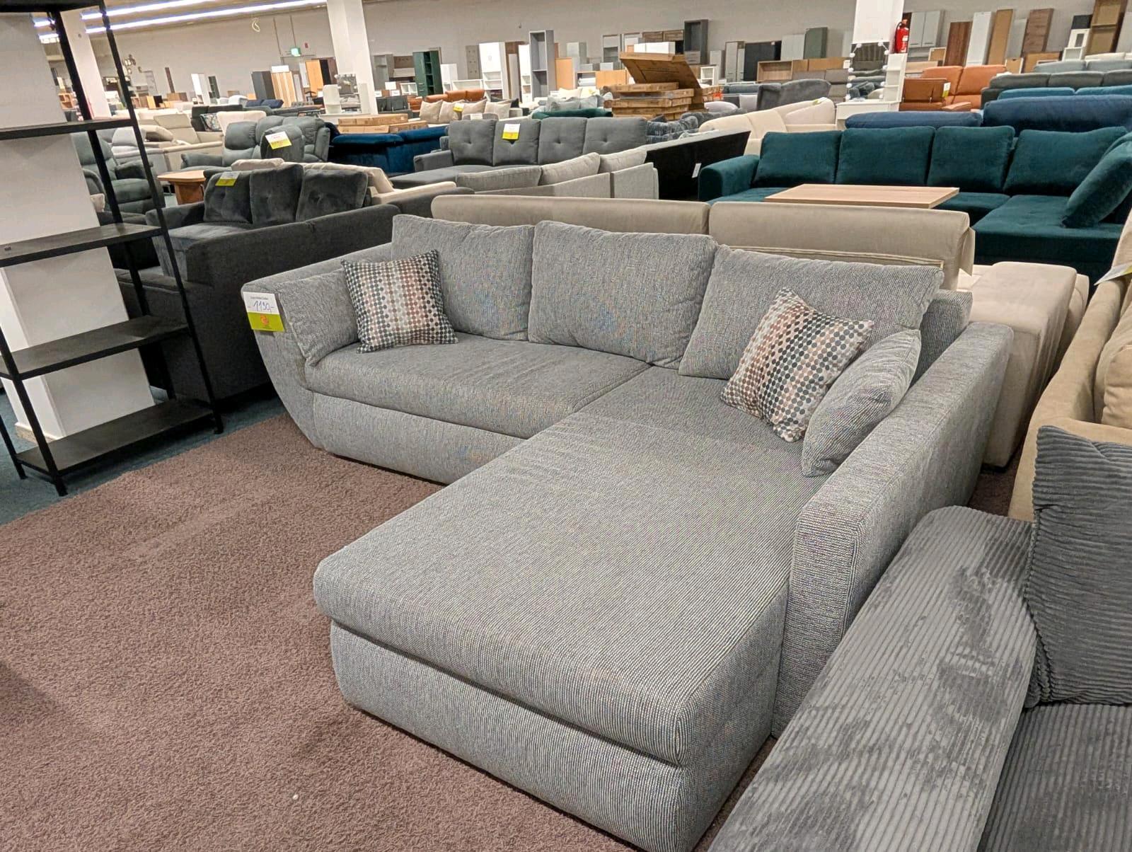 Grau Meliertes Ecksofa mit Bettfunktion