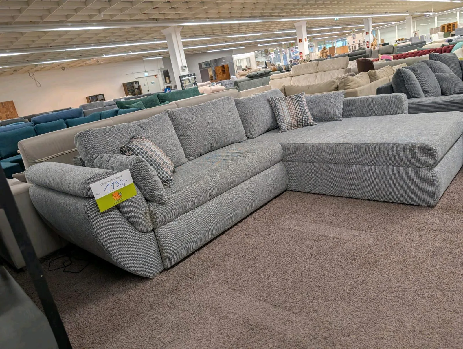 Grau Meliertes Ecksofa mit Bettfunktion - Bild 2