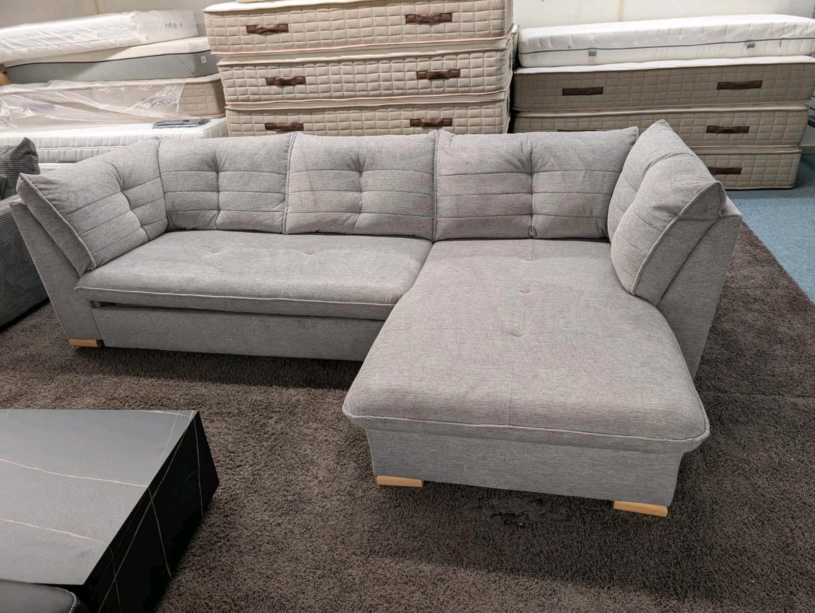 Ecksofa Hellgrau mit Bettfunktion