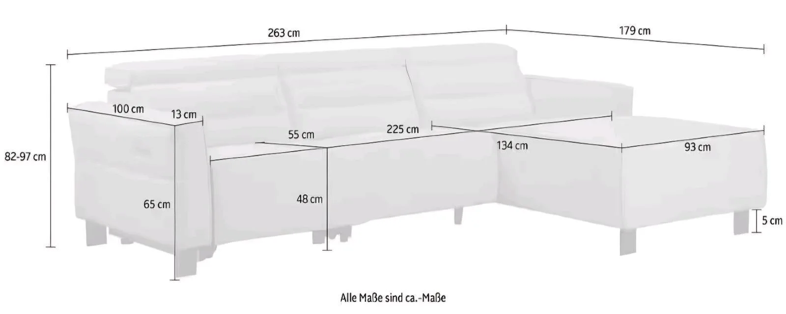 Ecksofa mit Relaxfunktion in Creme - Bild 3
