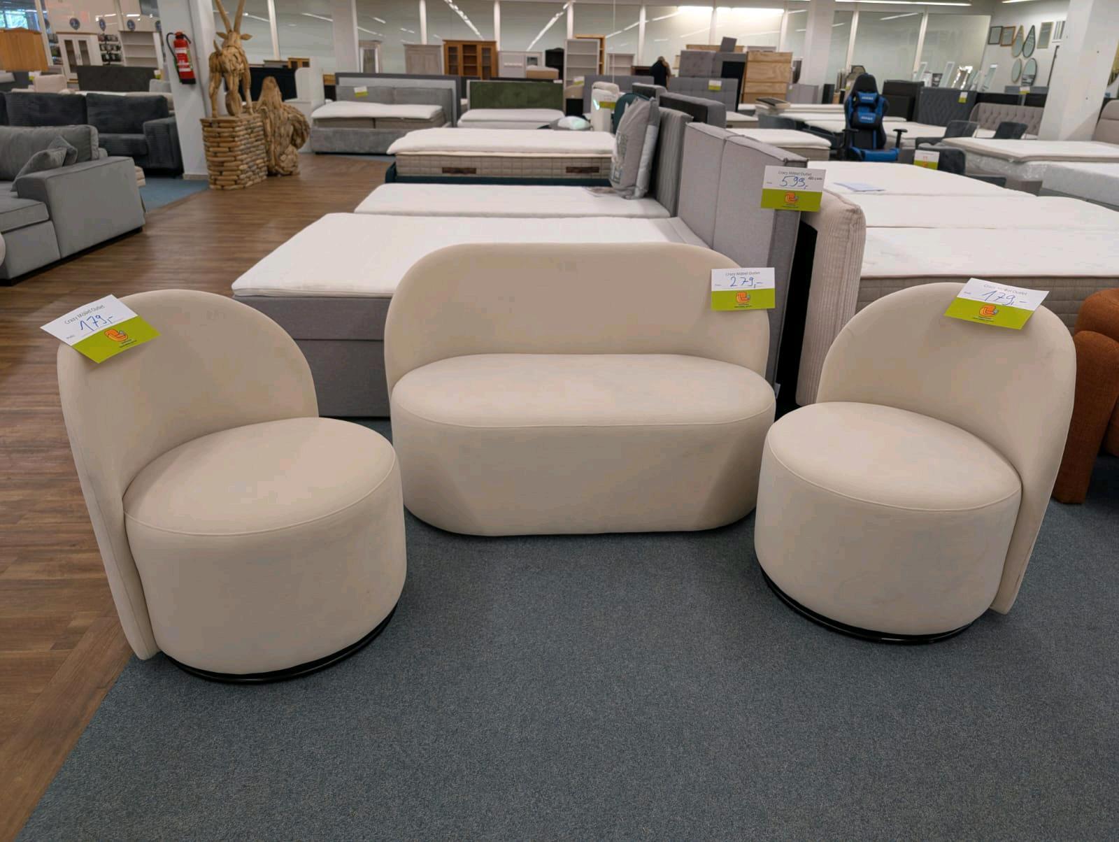 Drehbarer Samt-Sessel Creme Beige - Bild 3