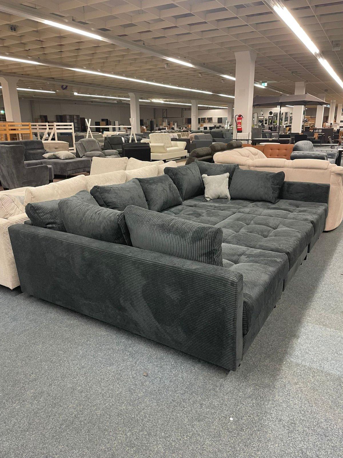 Elegante Wohnlandschaft mit Hocker - Anthrazit - Bild 3