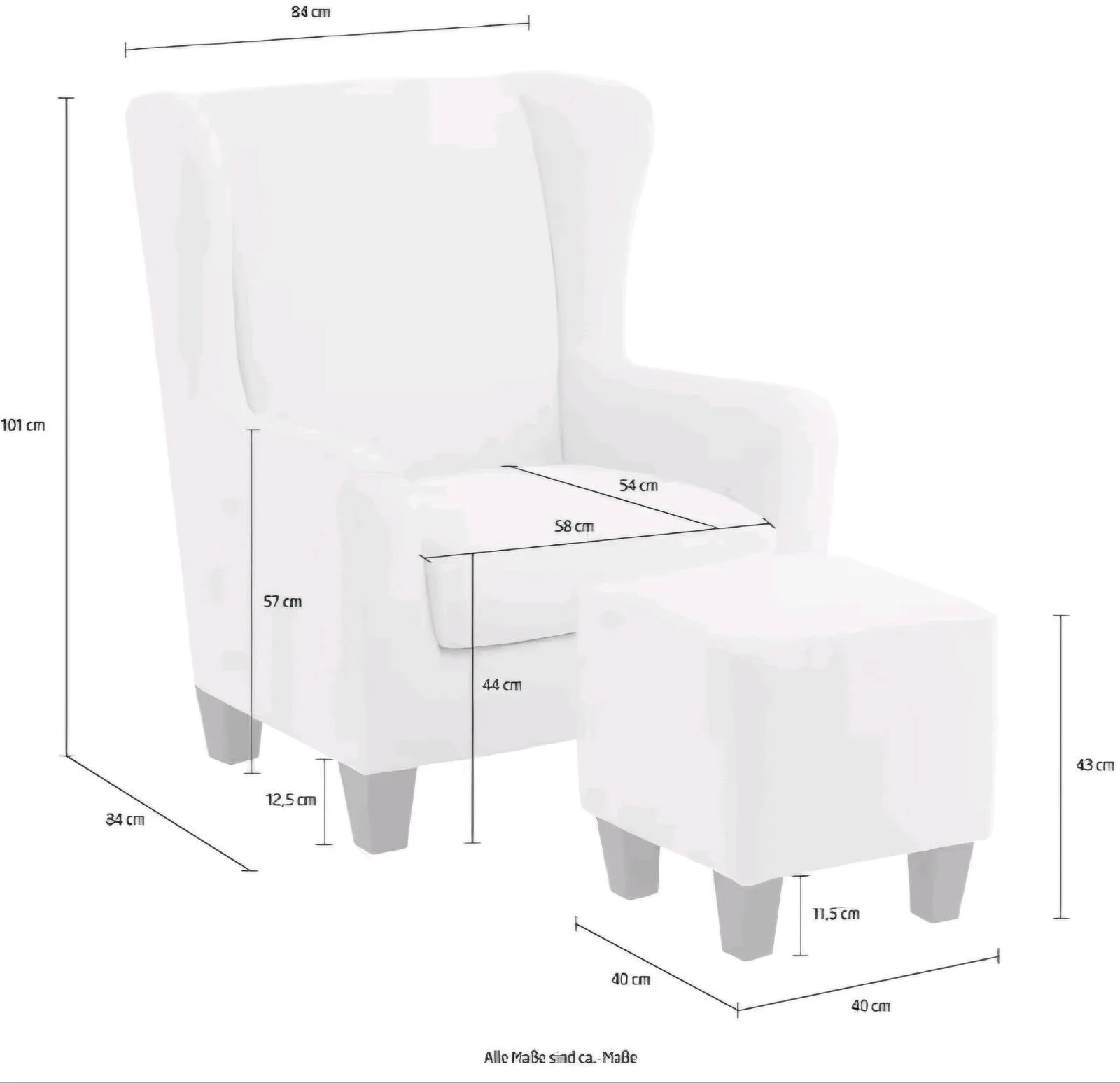 Ohrensessel Chilly mit Hocker - Bild 3