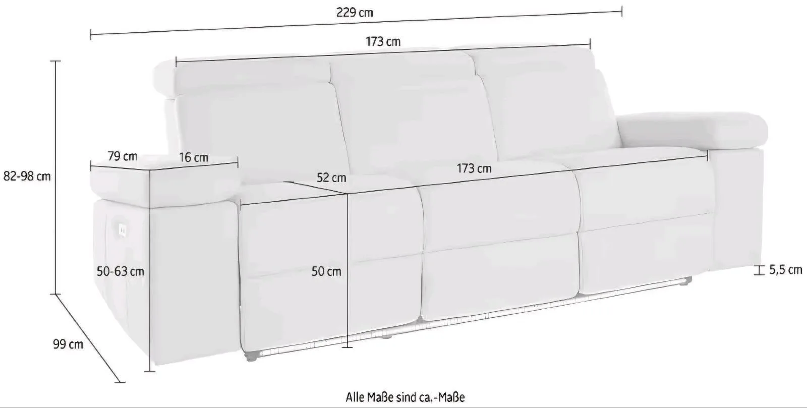3-Sitzer Sofa mit elektrischer Relaxfunktion - Bild 3