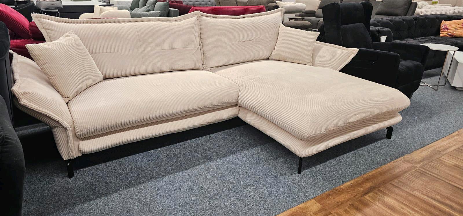 Modernes Ecksofa L-Form Cord Beige - Bild 2