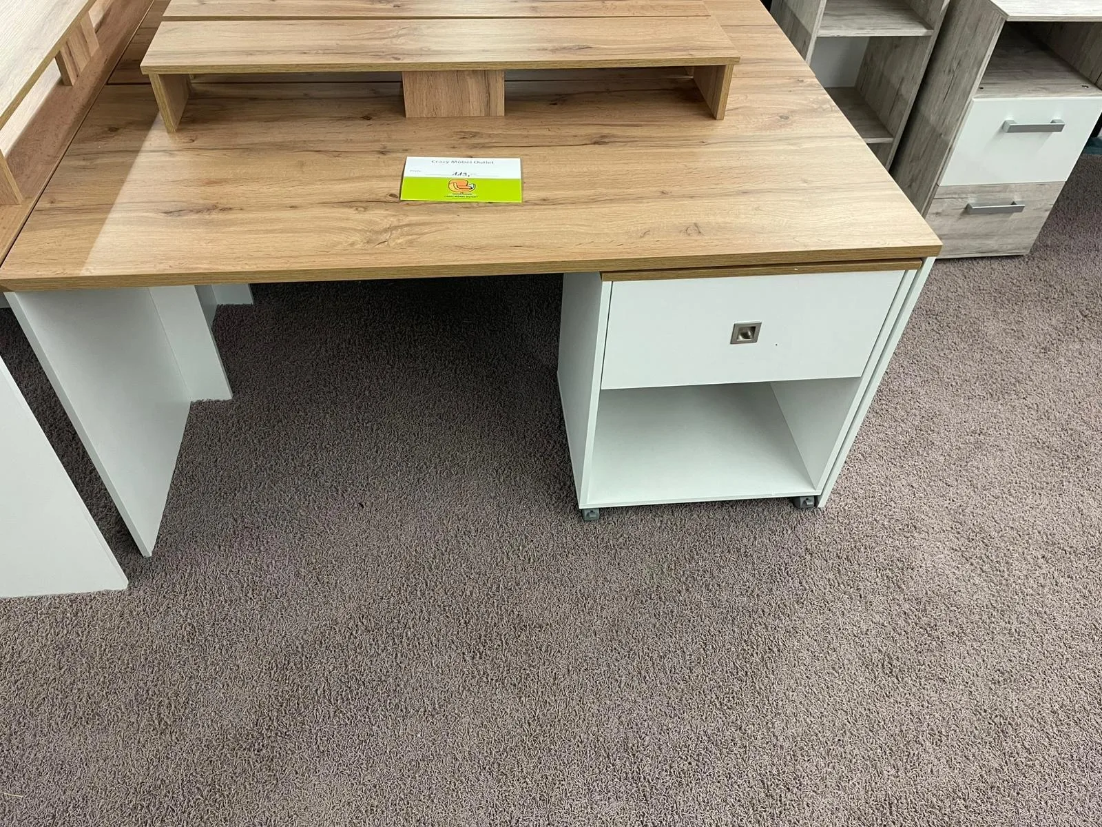 Moderner Schreibtisch mit Rollcontainer und Monitorständer - Bild 3