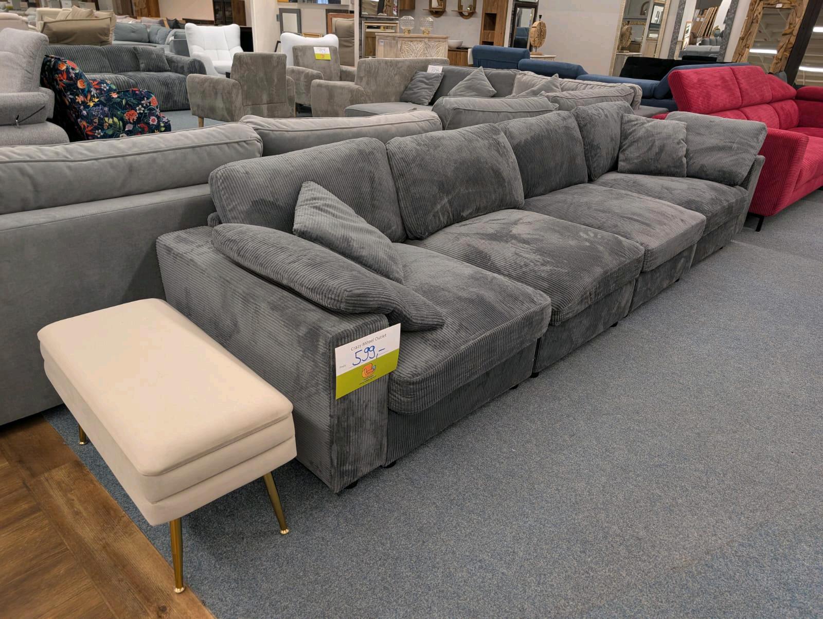 Bigsofa Cord Grau XXL - 4 Plätze - Bild 2