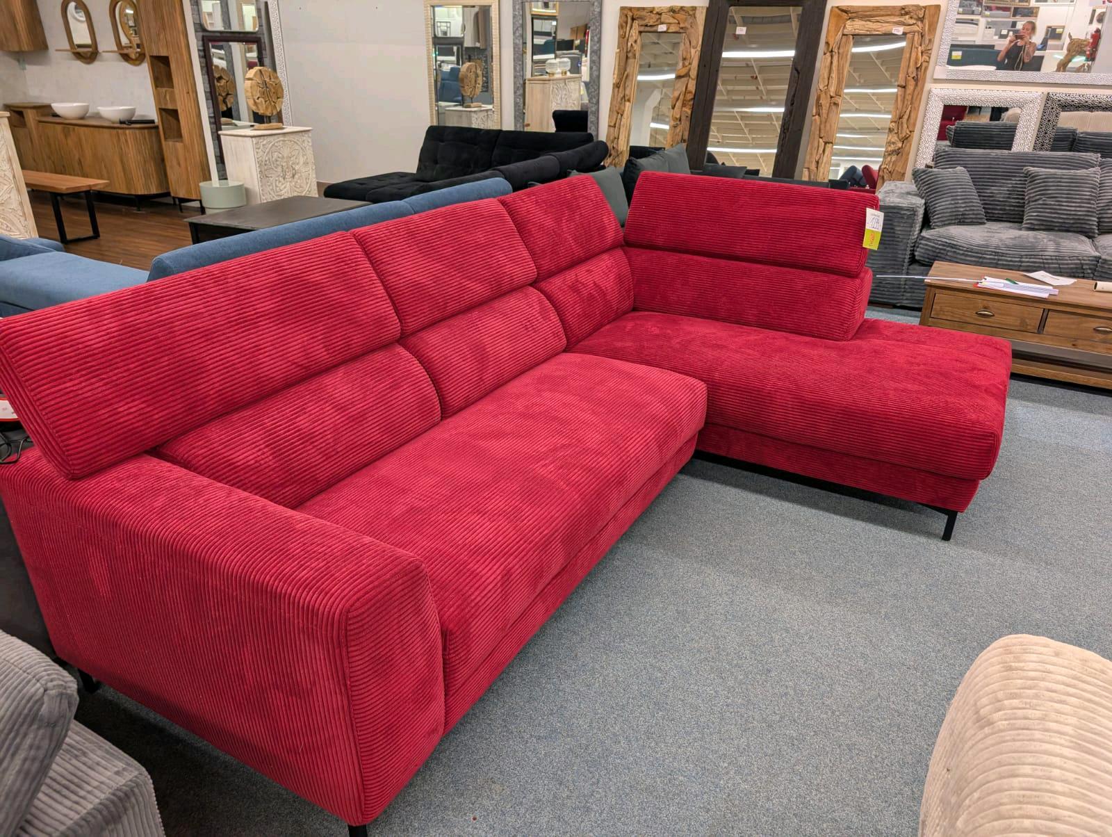 Ecksofa L-Form elektrisch Cord in Rot - Bild 3