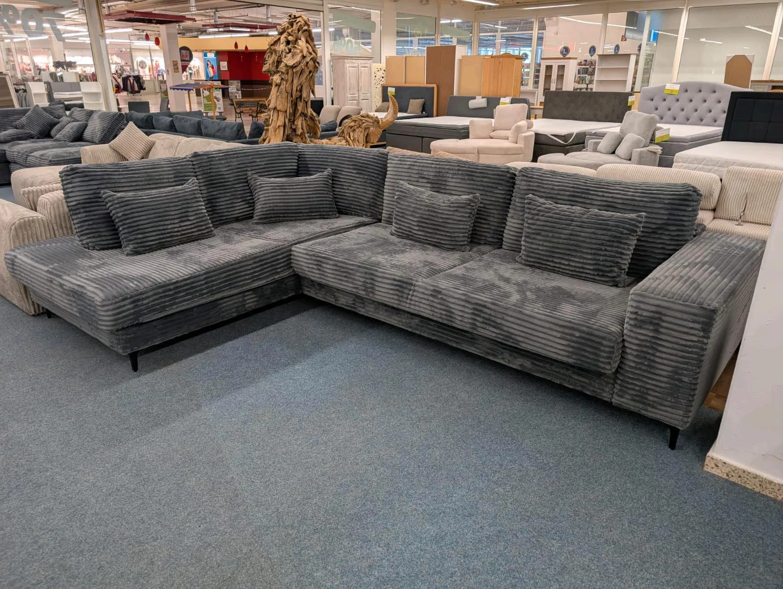 Modernes Ecksofa BIG Cord Anthrazit
