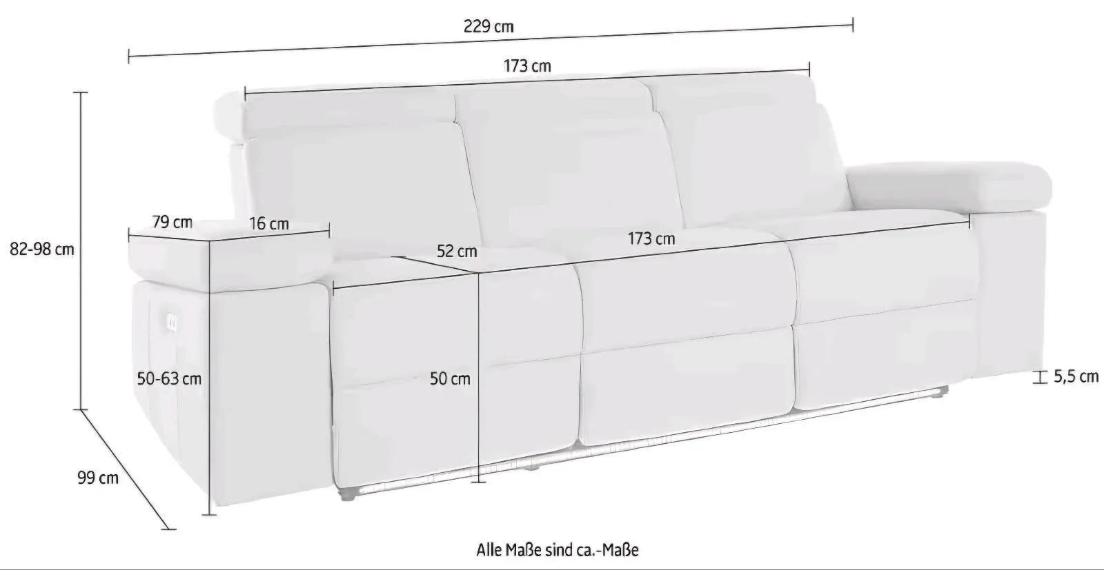 3-Sitzer Sofa mit Relaxfunktion - Bild 3