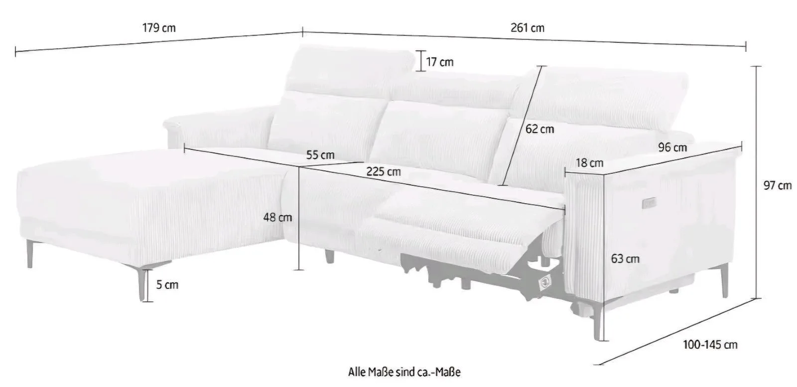 Ecksofa L-Form mit Relaxfunktion - Bild 4