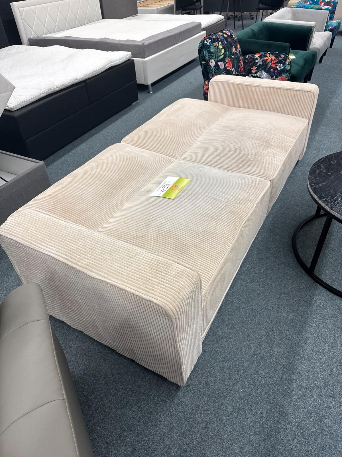 Beige Schlafsofa mit Kissen - Cord-Samt - Bild 2
