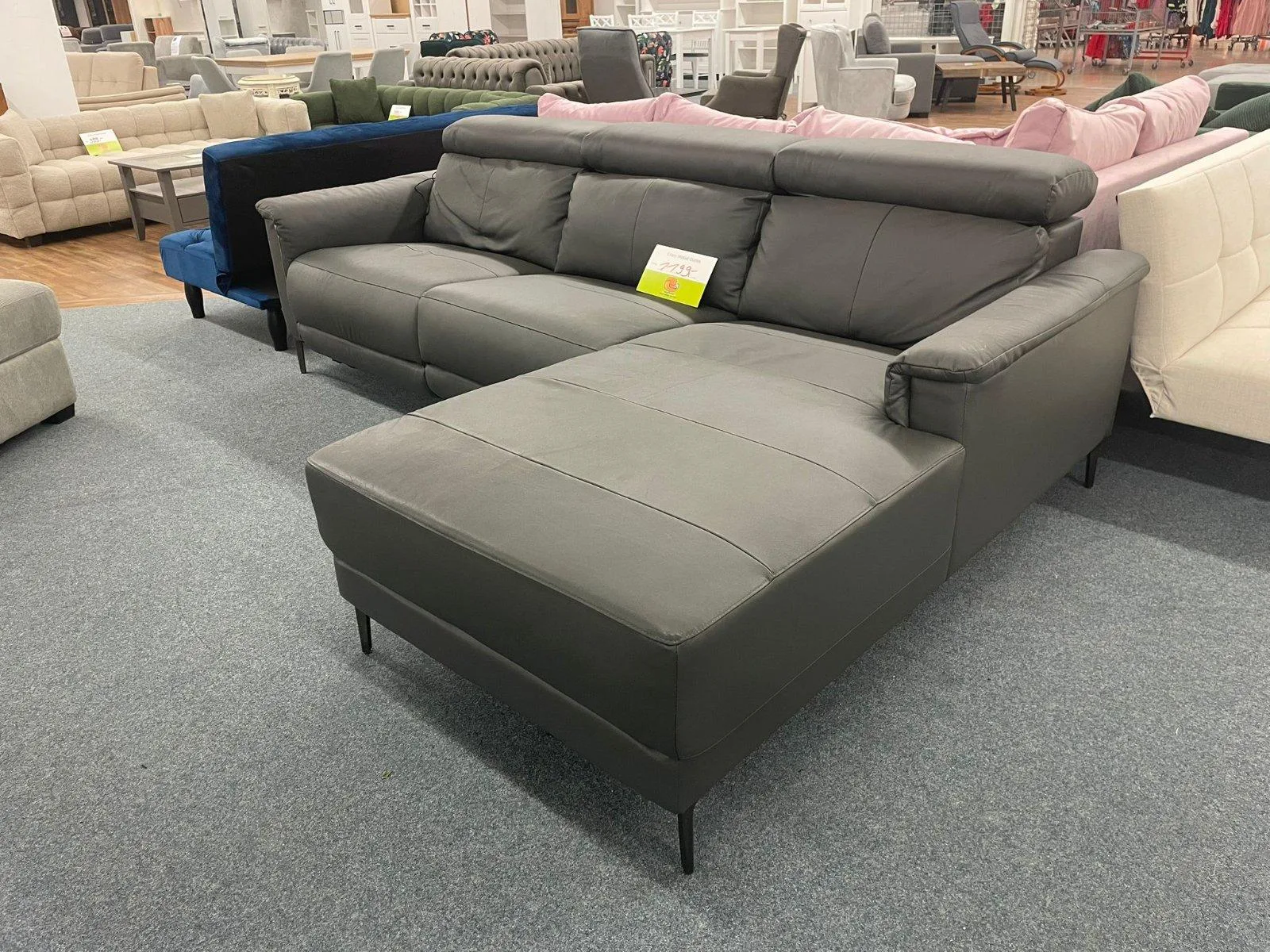 Relax-Ecksofa aus Naturleder - Grau - Bild 2