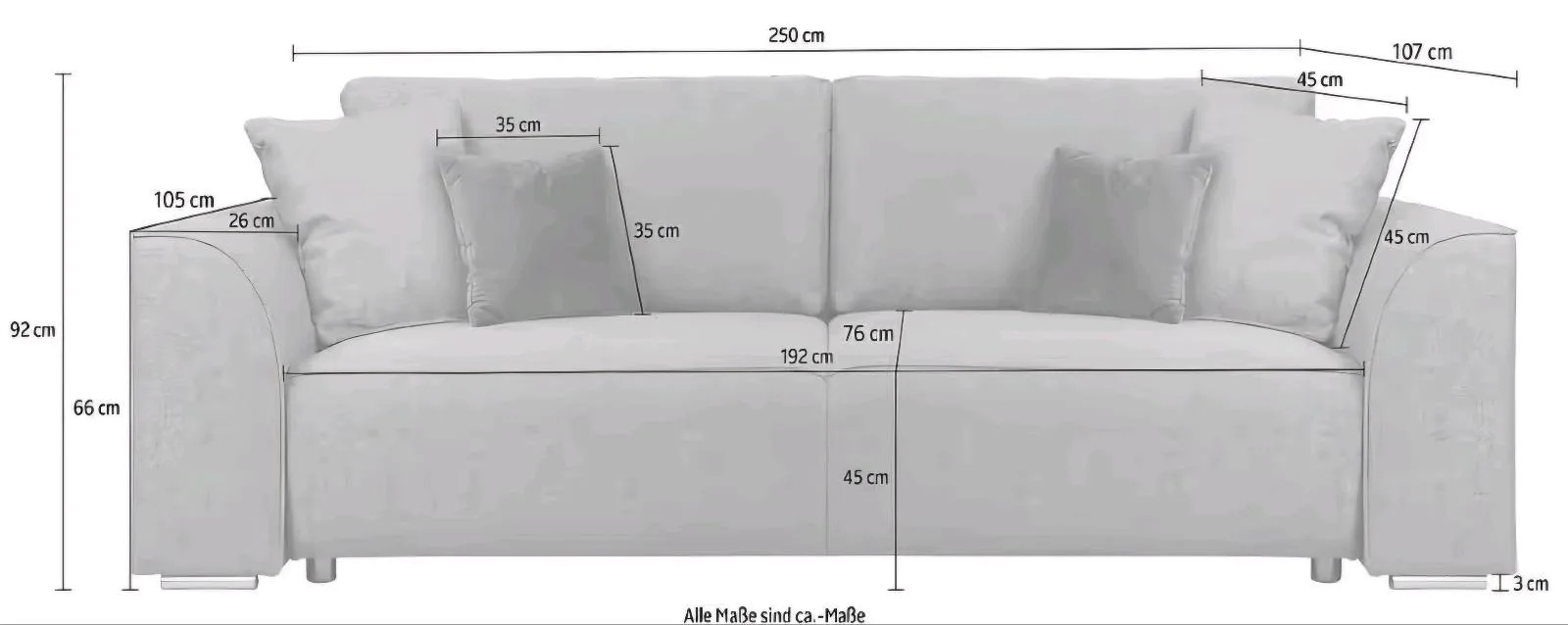 Schlafsofa mit Bettkasten - 3er-Sofa für 599€ - Bild 3