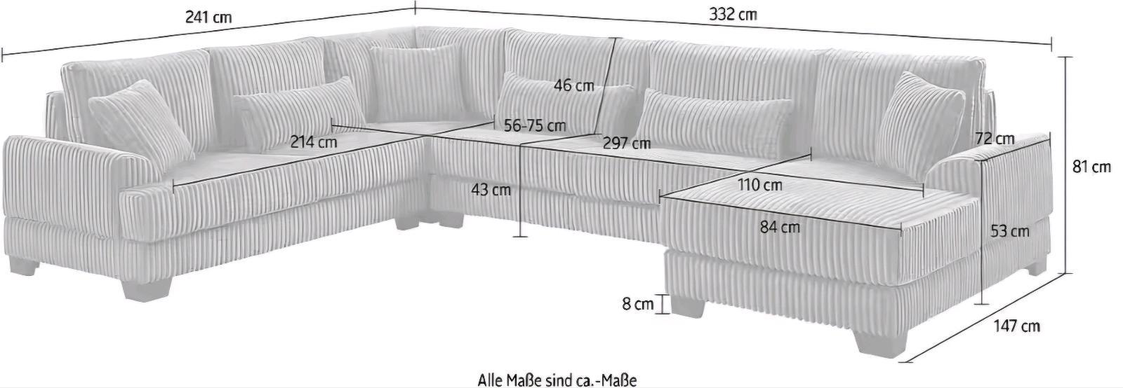 XXL Wohnlandschaft mit Cordbezug - Bild 4