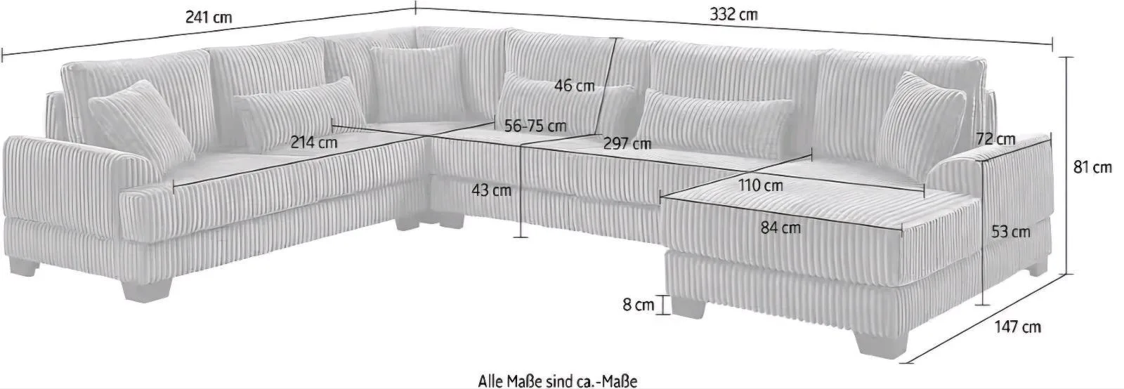 XXL Wohnlandschaft mit Cordbezug - Bild 4