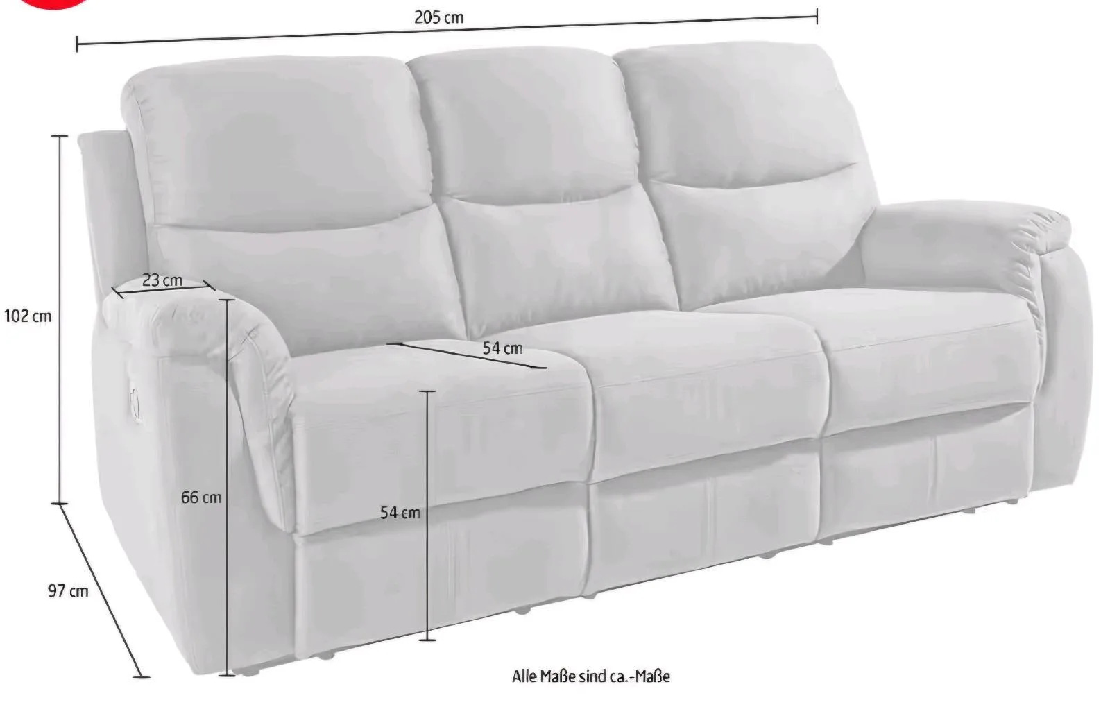 3-Sitzer Sofa mit Relaxfunktion - Bild 3
