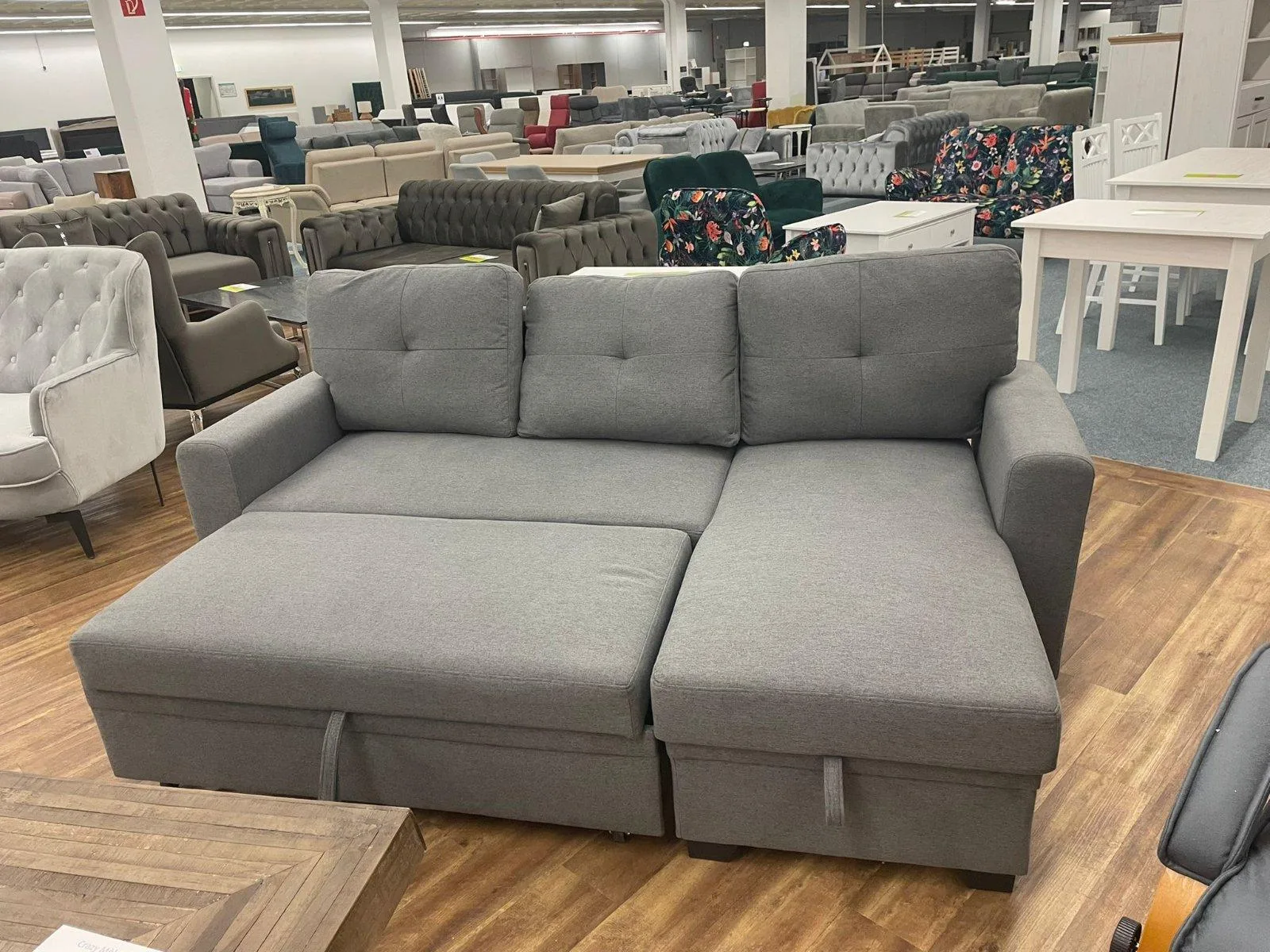 Grau Ecksofa mit Schlaffunktion & Bettkasten - Bild 2