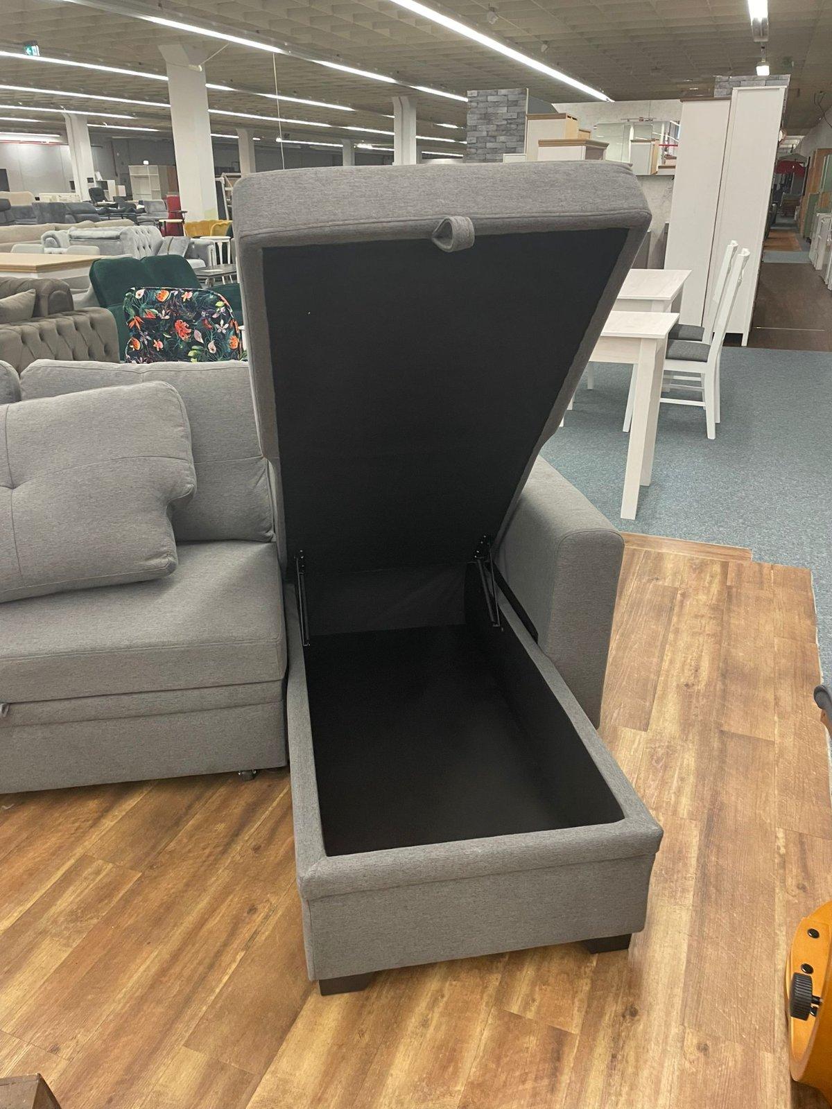 Grau Ecksofa mit Schlaffunktion & Bettkasten - Bild 3