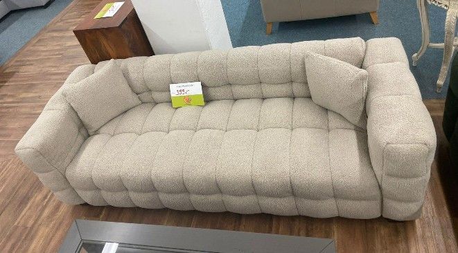 Beige 3-Sitzer Sofa in Teddyoptik