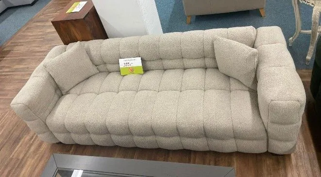 Beige 3-Sitzer Sofa in Teddyoptik