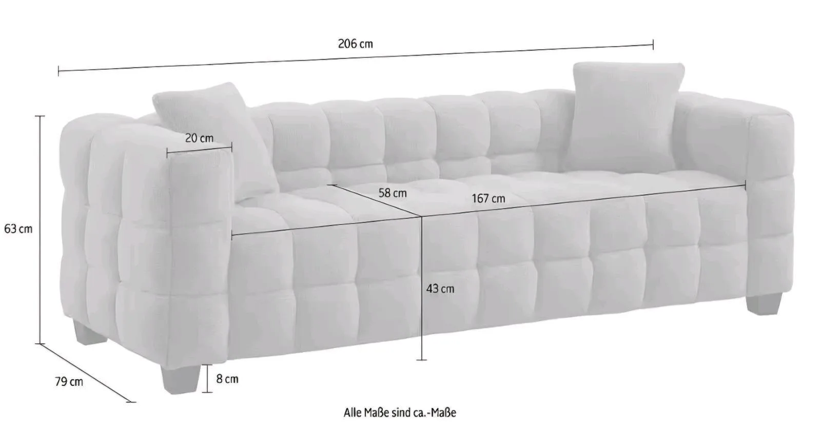 Gemütliches 3-Sitzer Sofa mit Zierkissen - Bild 3