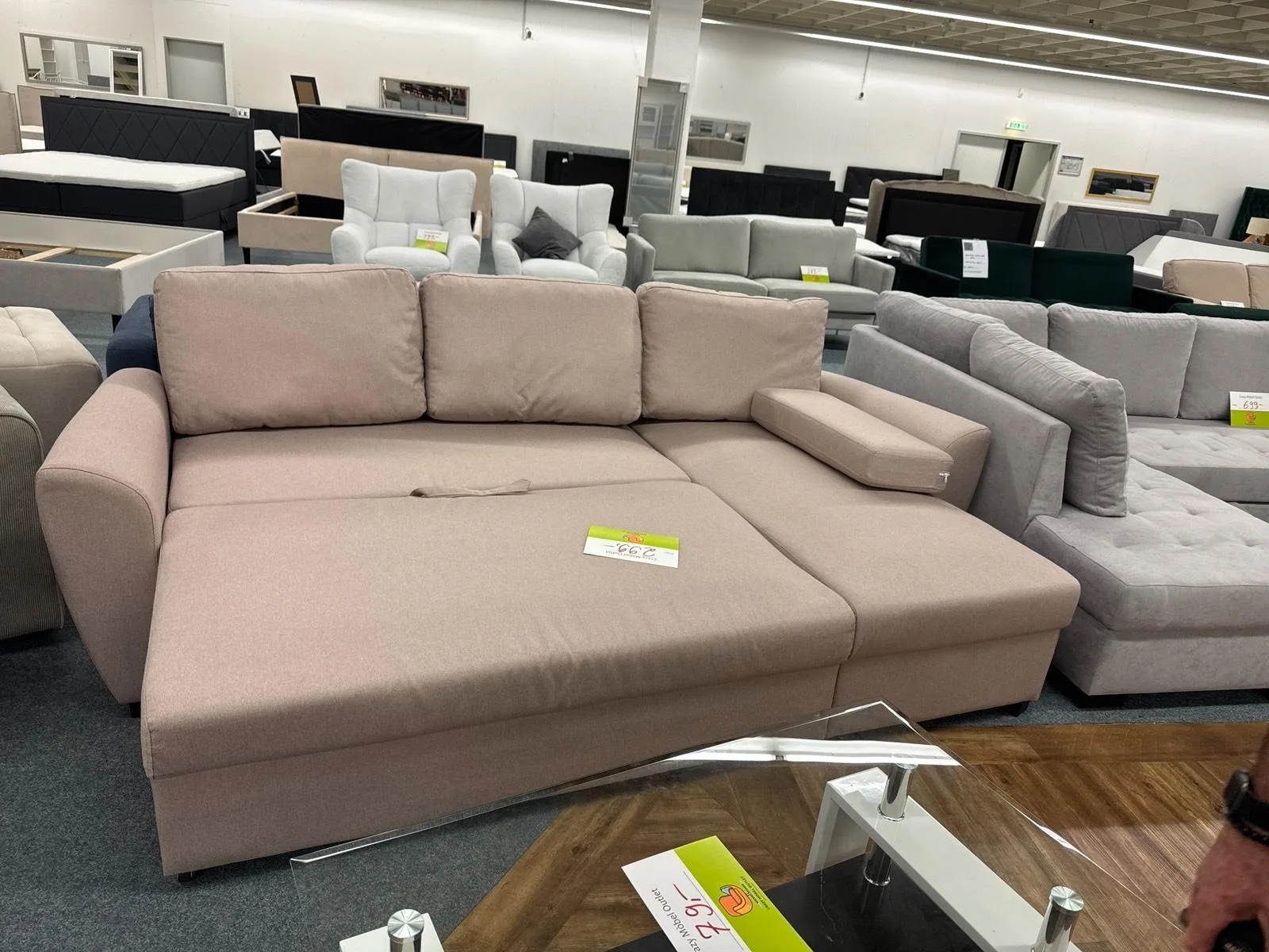 Rosa Ecksofa mit Schlaffunktion & Bettkasten - Bild 3