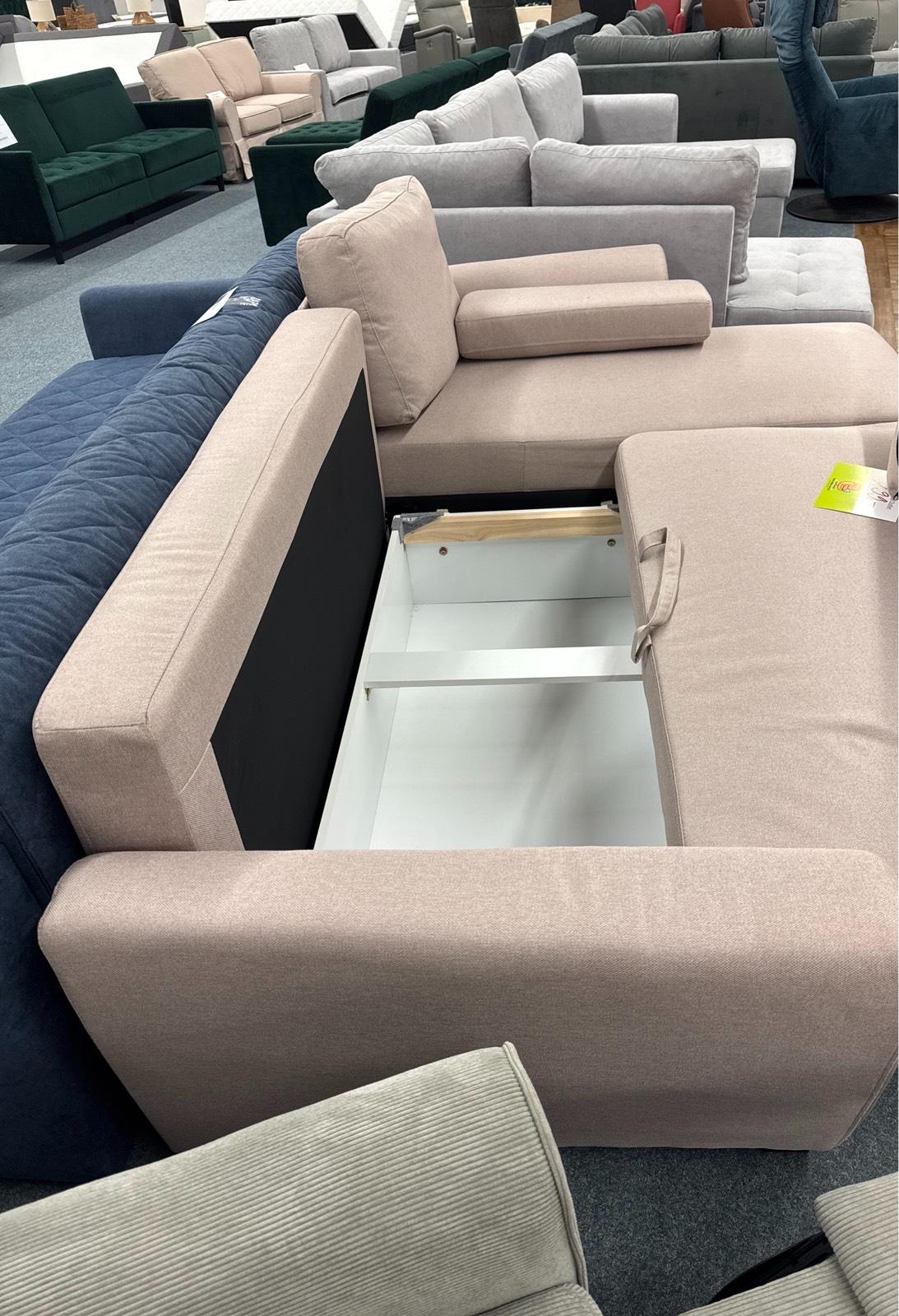 Rosa Ecksofa mit Schlaffunktion & Bettkasten - Bild 4