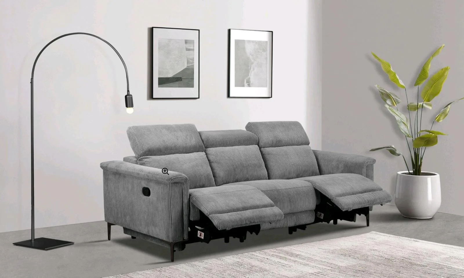 3-Sitzer Cord Sofa mit Relaxfunktion