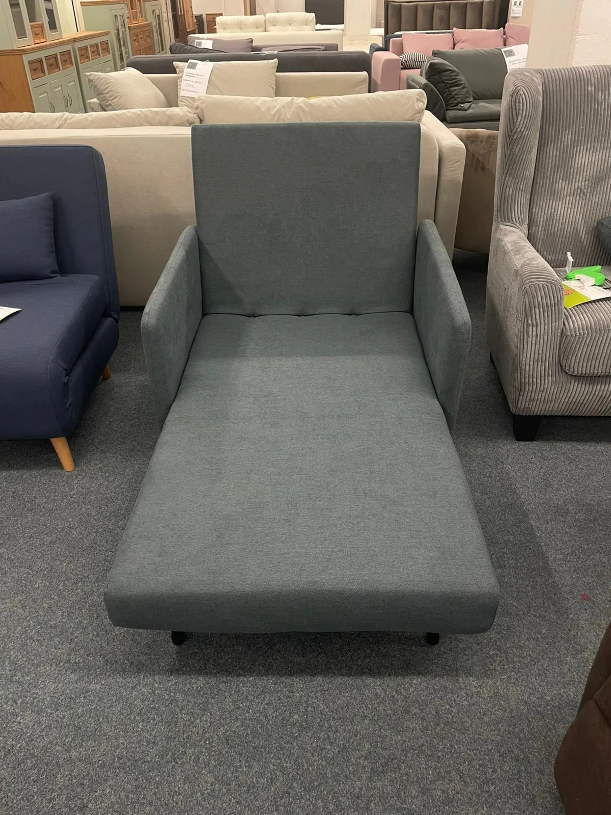 Eleganter Sessel mit Liegefläche - Grau/Blau - Bild 2