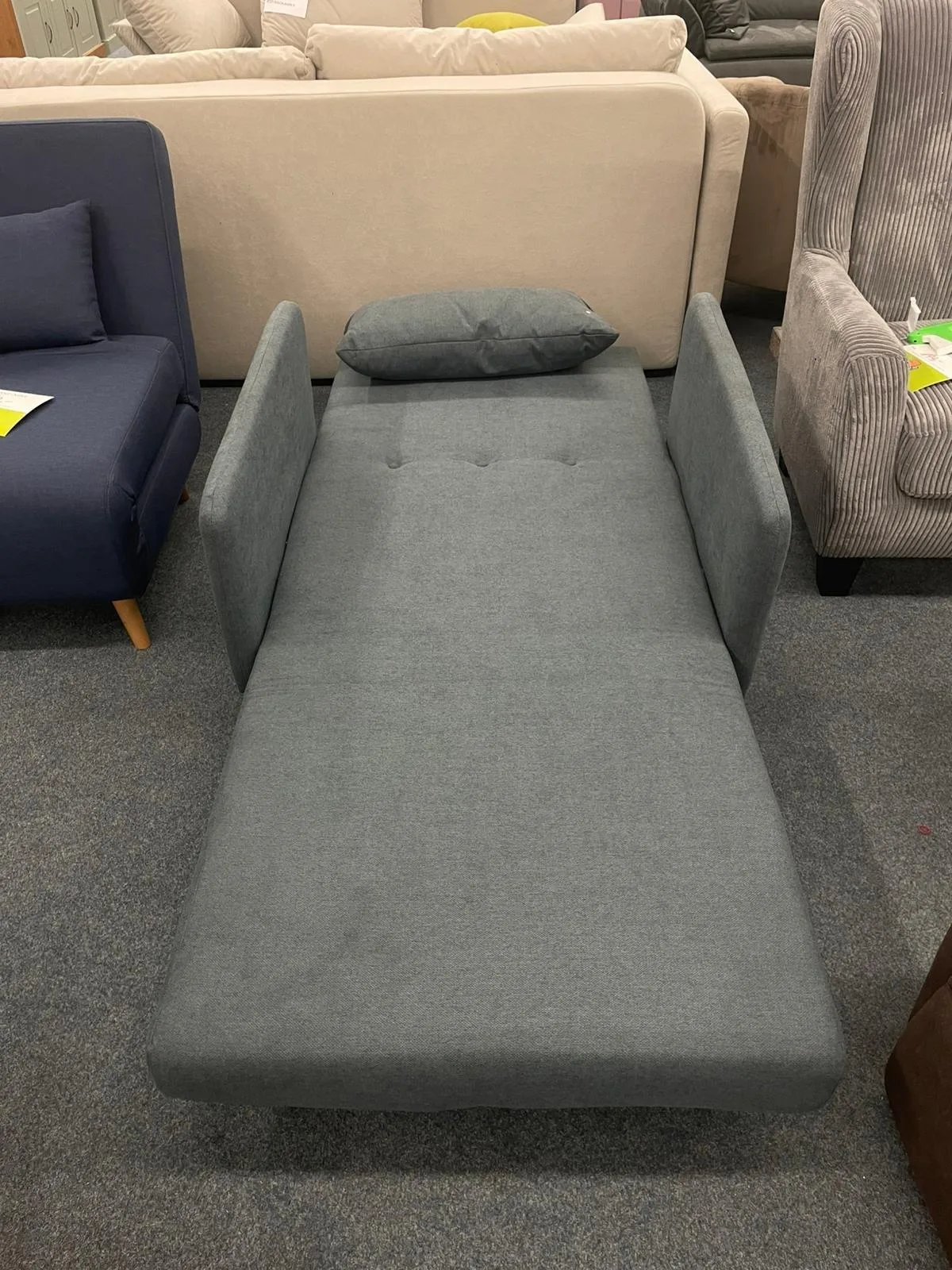 Eleganter Sessel mit Liegefläche - Grau/Blau - Bild 3