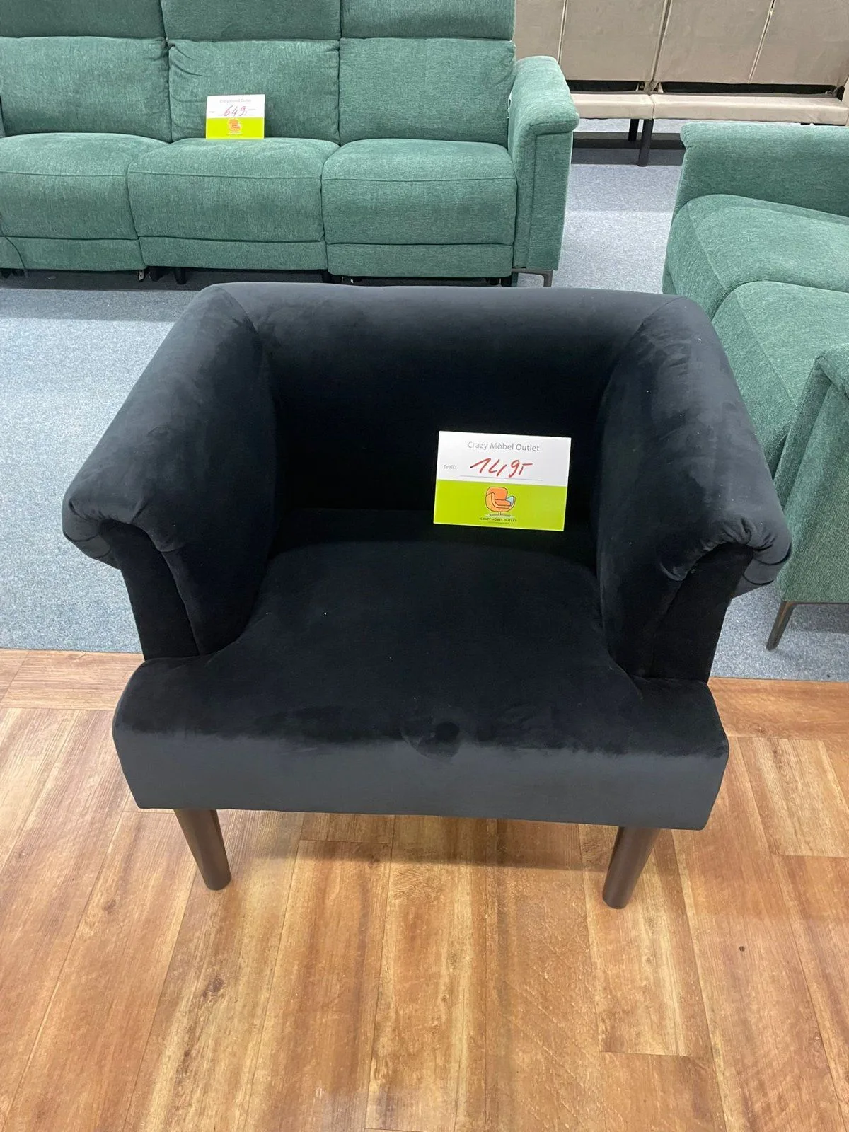 Eleganter Sessel mit Massivholzfüßen - Schwarz
