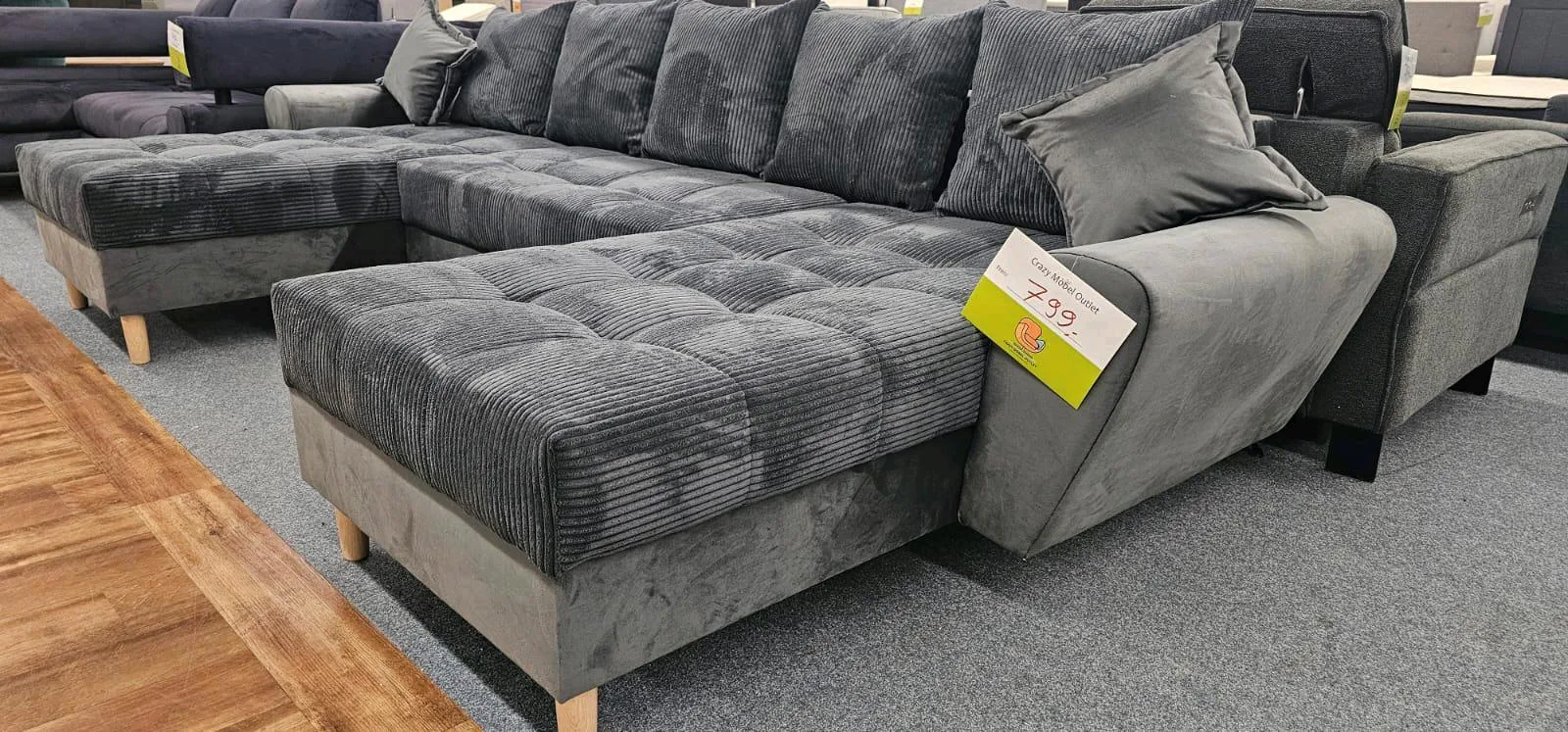 XXL Wohnlandschaft U-Form 320cm in Cord/Mix