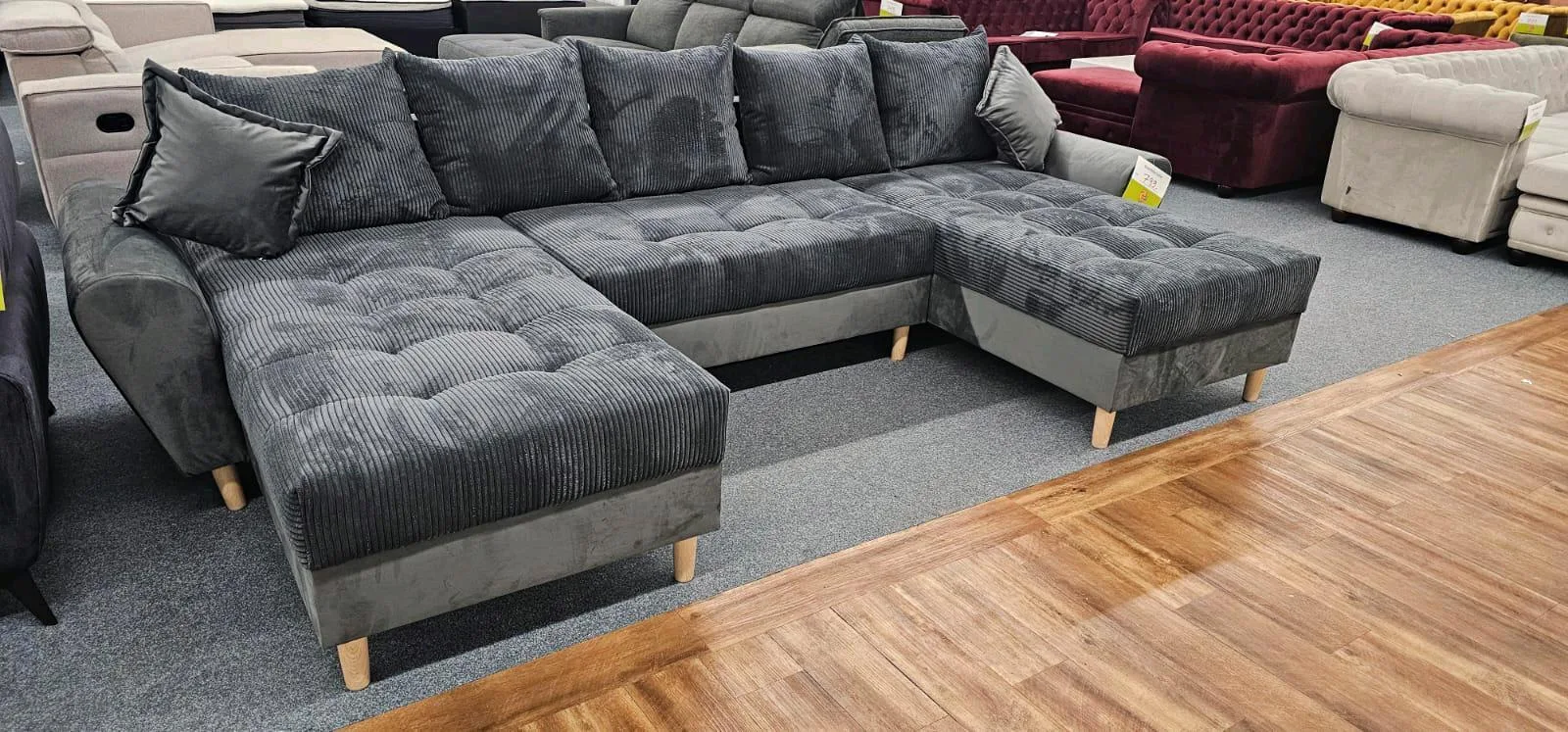 XXL Wohnlandschaft U-Form 320cm in Cord/Mix - Bild 2