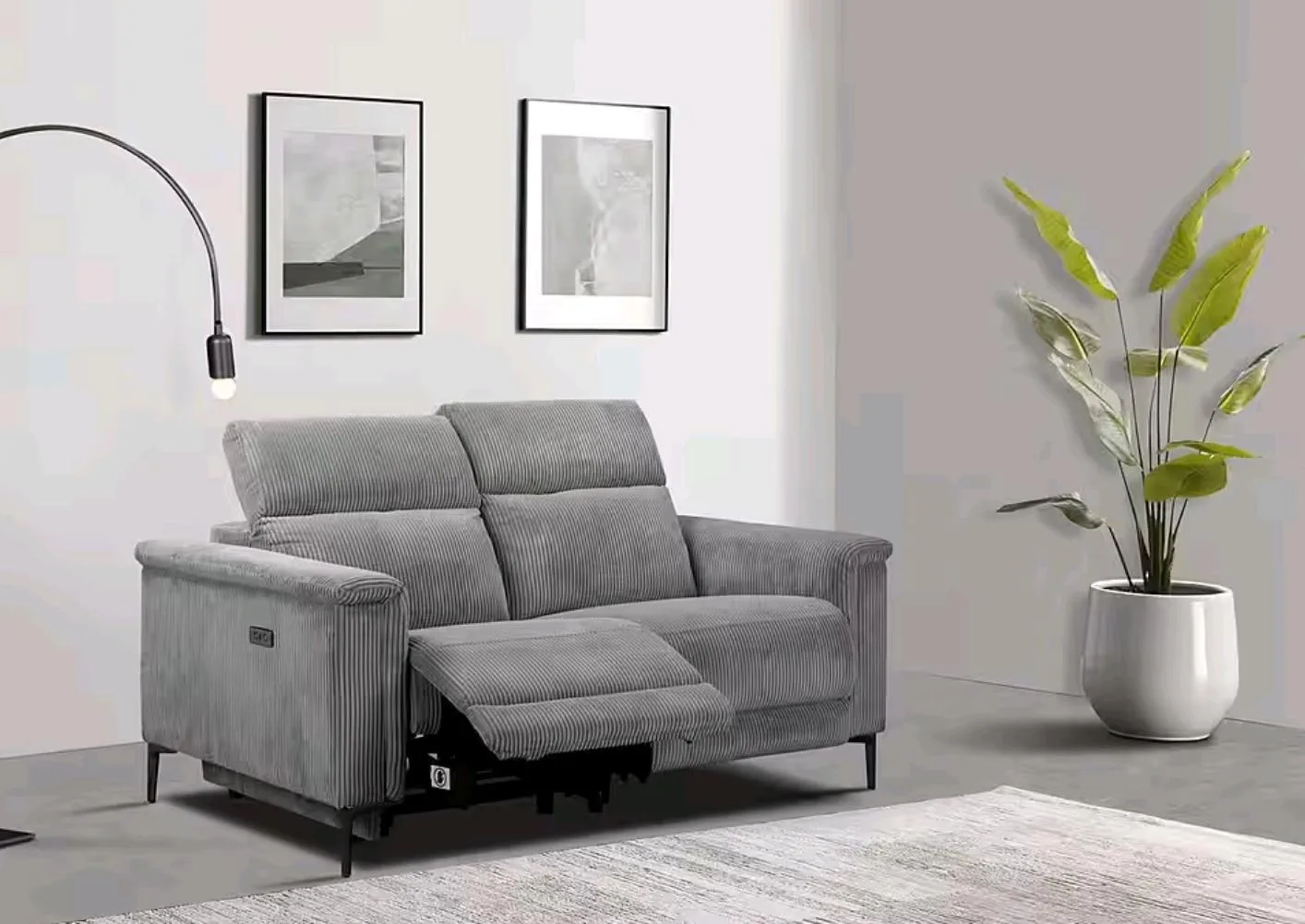 2-Sitzer Cord-Sofa mit Relaxfunktion