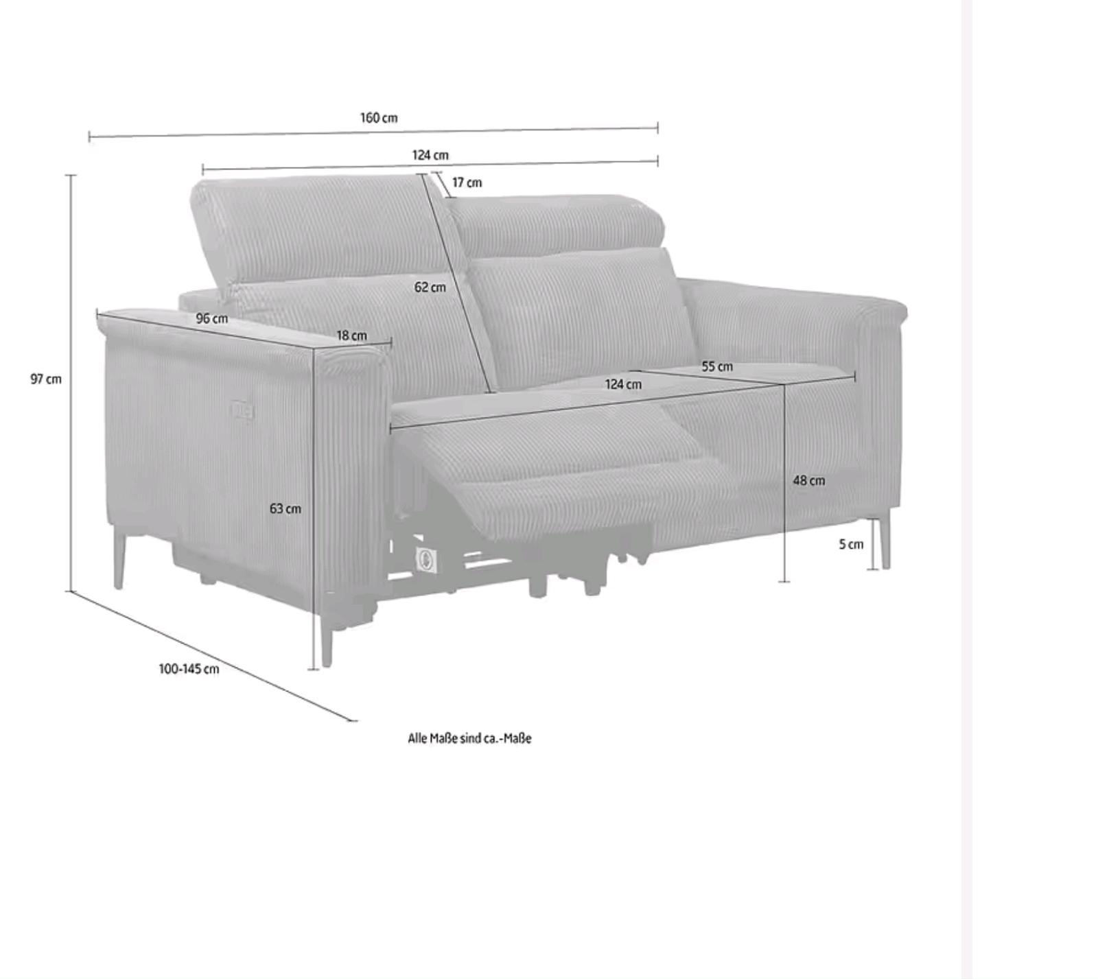 2-Sitzer Cord-Sofa mit Relaxfunktion - Bild 3