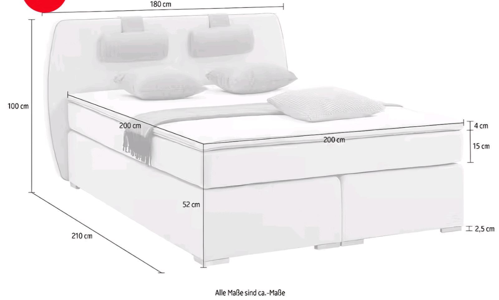 Boxspringbett 180x200 mit Kopflehne - Bild 3