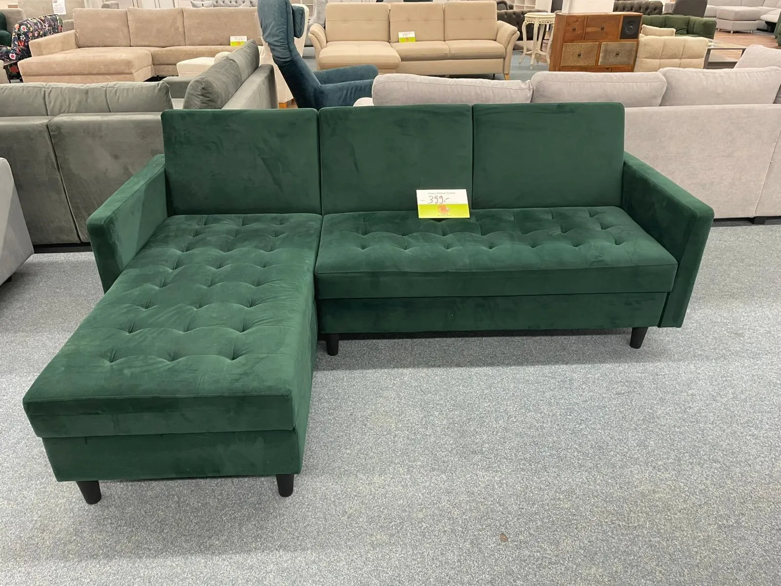 Ecksofa Grün mit Bettfunktion & Bettkasten