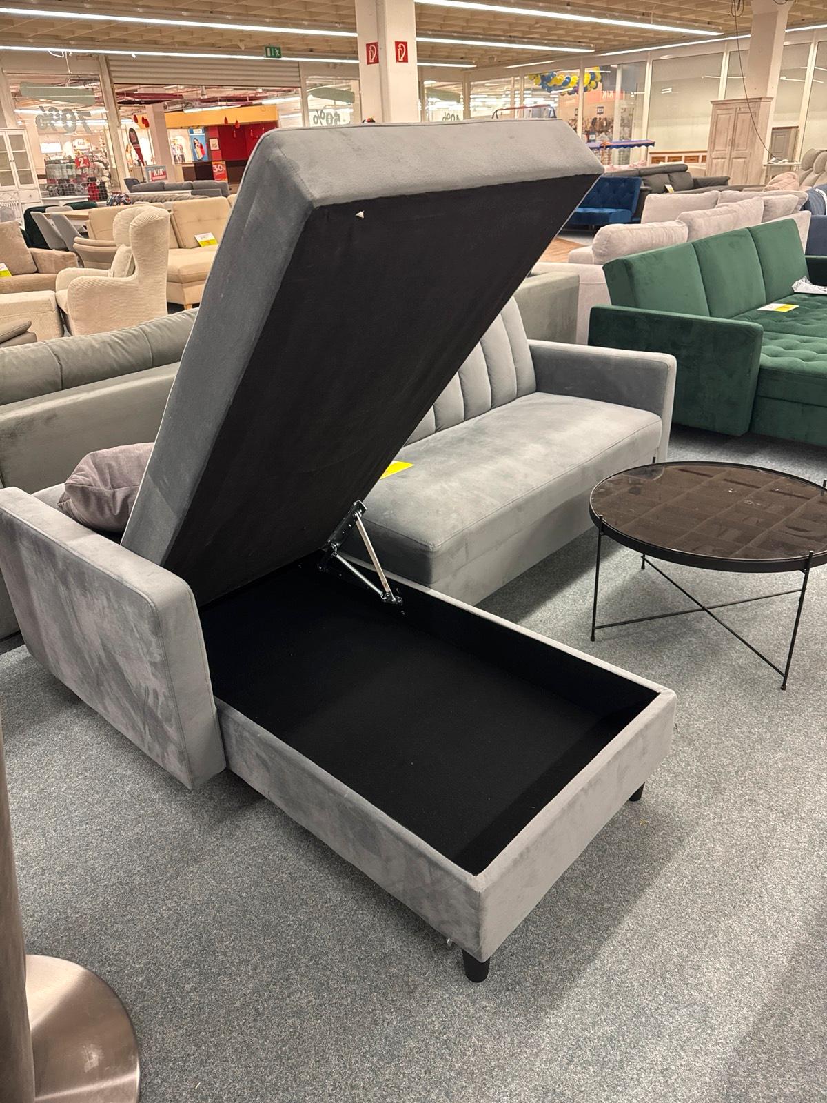 Grau Ecksofa mit Schlaffunktion & Bettkasten - Bild 2