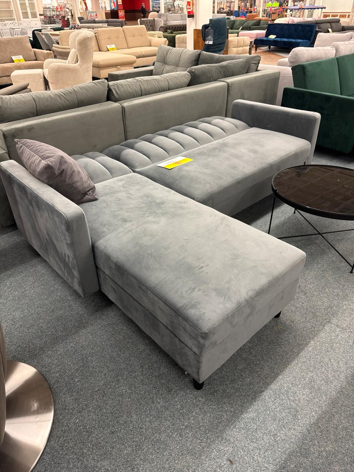 Grau Ecksofa mit Schlaffunktion & Bettkasten - Bild 3