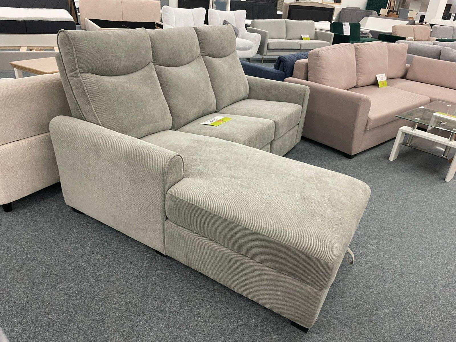 Grau Cord Ecksofa mit Relaxfunktion