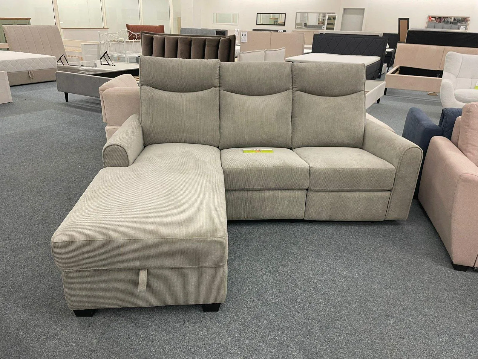 Grau Cord Ecksofa mit Relaxfunktion - Bild 2