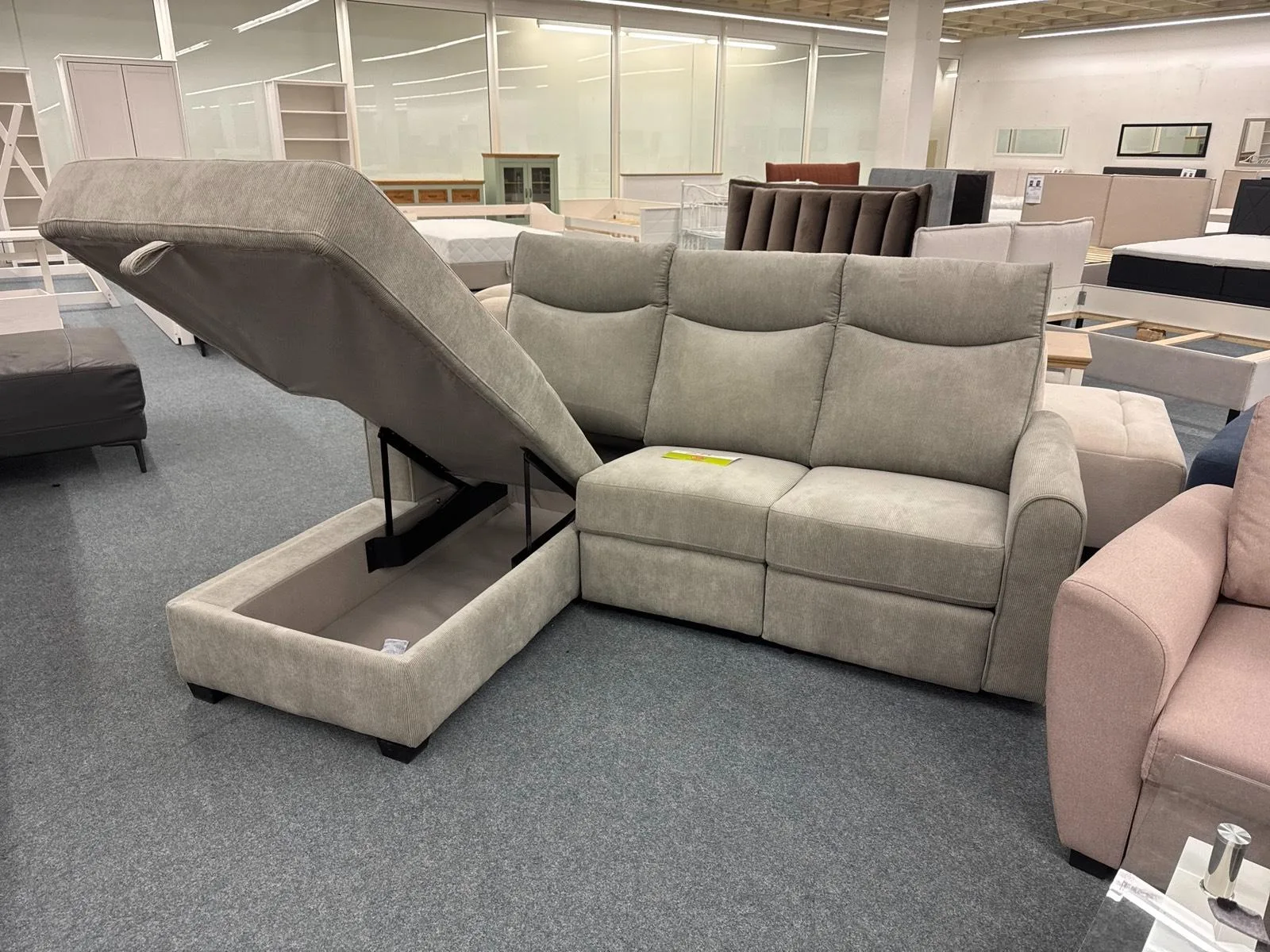 Grau Cord Ecksofa mit Relaxfunktion - Bild 3