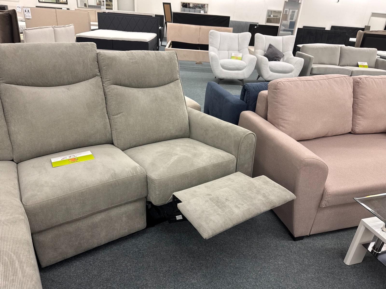 Grau Cord Ecksofa mit Relaxfunktion - Bild 4