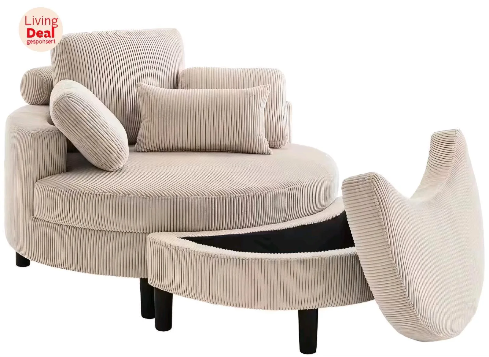 XXL Rundsessel mit Stauraumhocker - Bild 4