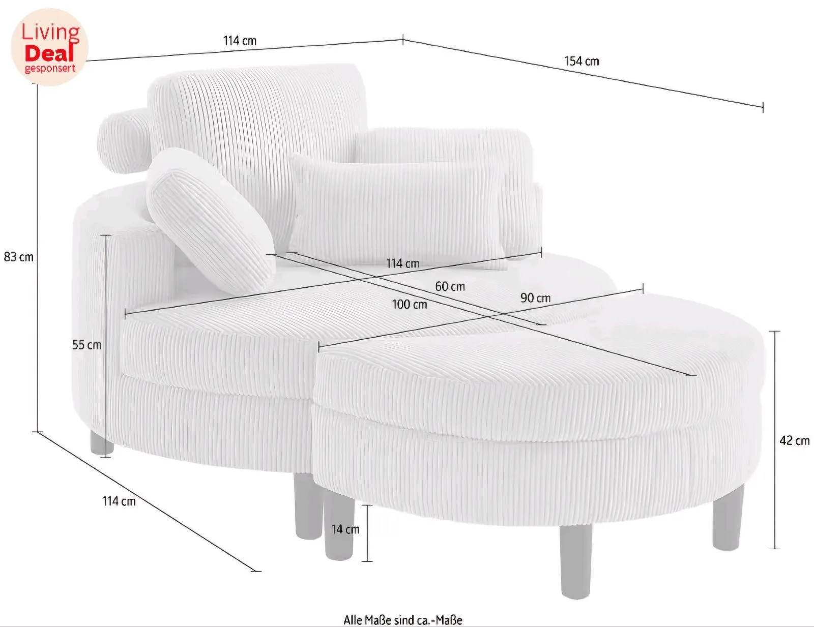 XXL Rundsessel mit Stauraumhocker - Bild 5