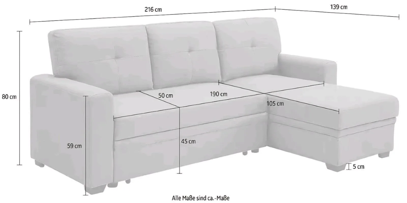 Schlafsofa L-Form mit Bettfunktion - Bild 4