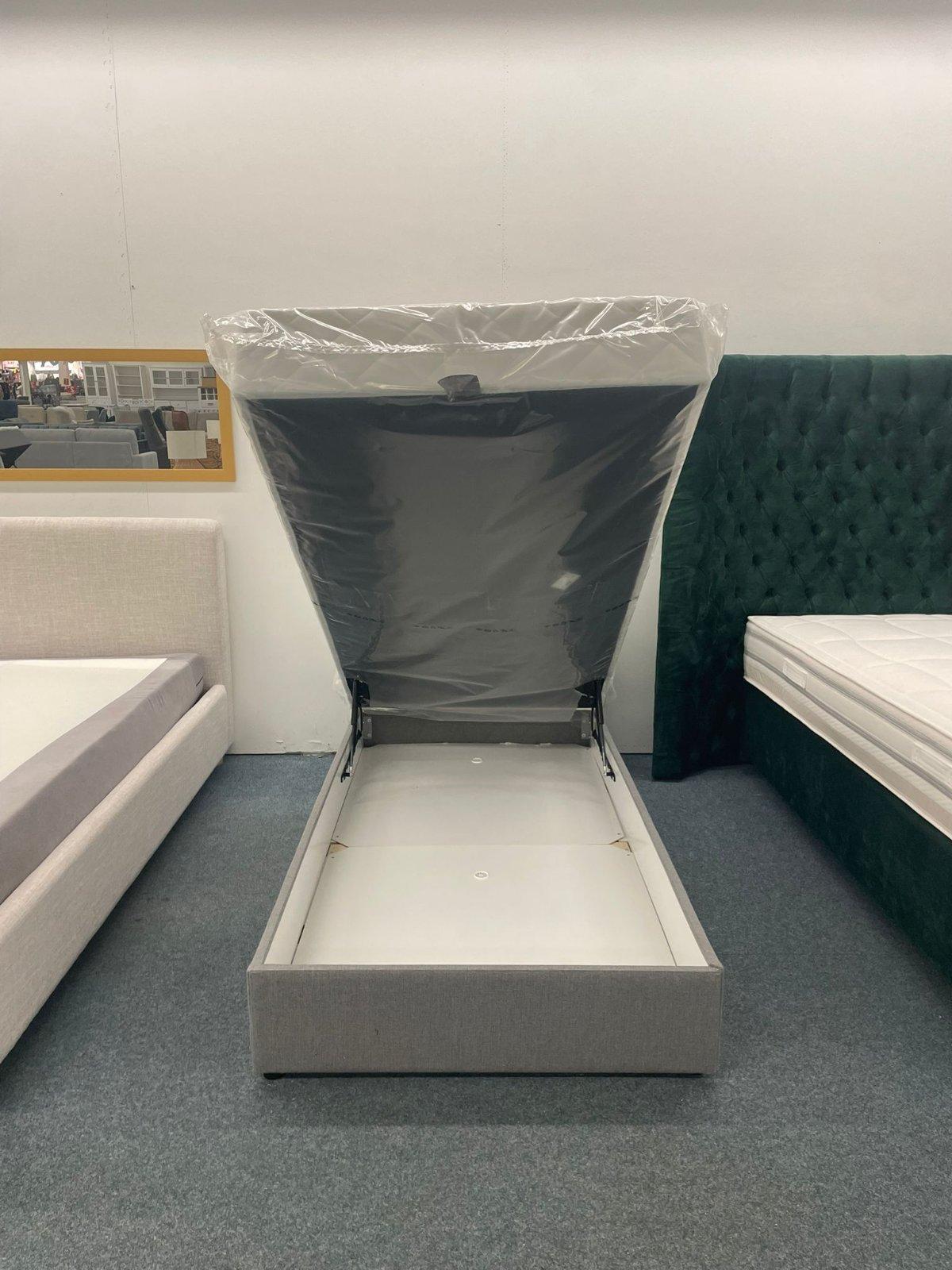 Boxspringbett 100x200 mit Bettkasten und Matratze - Grau - Bild 2