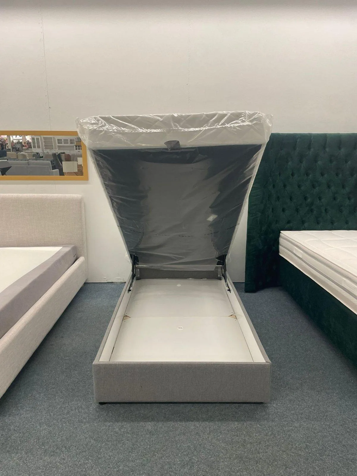 Boxspringbett 100x200 mit Bettkasten und Matratze - Grau - Bild 2